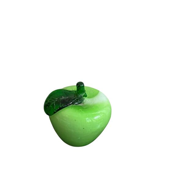 Murano Style Vintage Light Green Apple Glass Art - Picture 2 of 16
